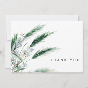 Blue Floral Greenery Funeral Bereavement Thank You Card