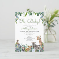 Blue Floral Greenery Safari Baby Shower