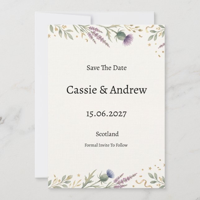 Blue Floral Greenery Wedding Save The Date (Front)