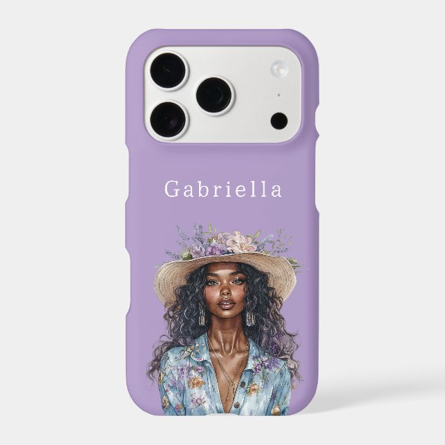 Blue Floral Hat Black Woman (Back)