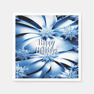 Blue Floral Holiday Christmas Paper Napkin
