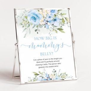 Blue floral how big is mommys belly pedestal sign