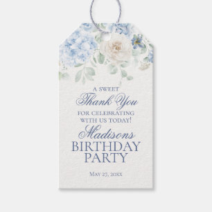 Blue Floral Hydrangea Botanical Birthday Favours Gift Tags