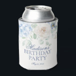 Blue Floral Hydrangea Botanical Blooms Birthday Can Cooler<br><div class="desc">Introducing our Blue Floral Party Decor Collection, where soft blue hydrangeas and neutral florals blend seamlessly to bring a touch of elegance to your event. Each piece in this collection is adorned with delicate blooms, creating a serene and inviting atmosphere for any occasion. Elevate your celebration with the timeless beauty...</div>