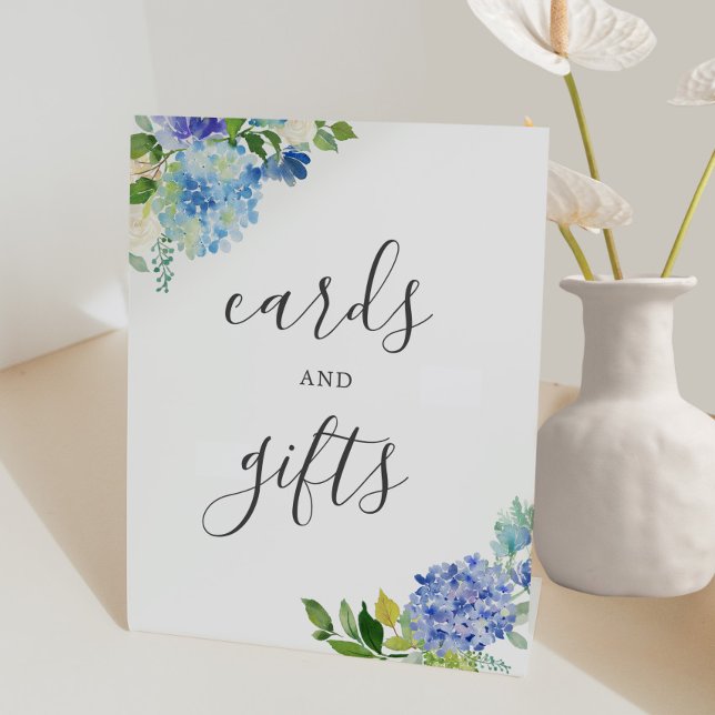 Blue Floral Hydrangea Cards and Gifts Sign (Creator Uploaded)