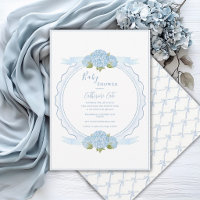 Blue Floral Hydrangea Elegant Baby Shower