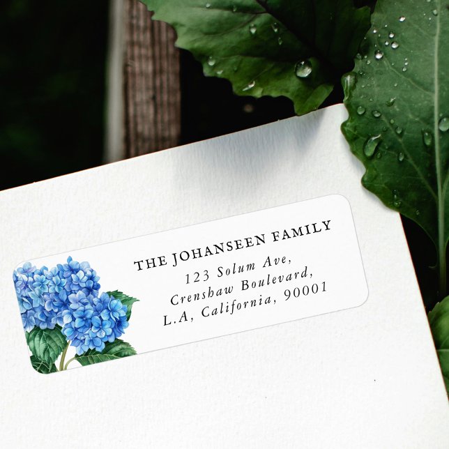 Blue Floral Hydrangea Greenery Return Address (Creator Uploaded)