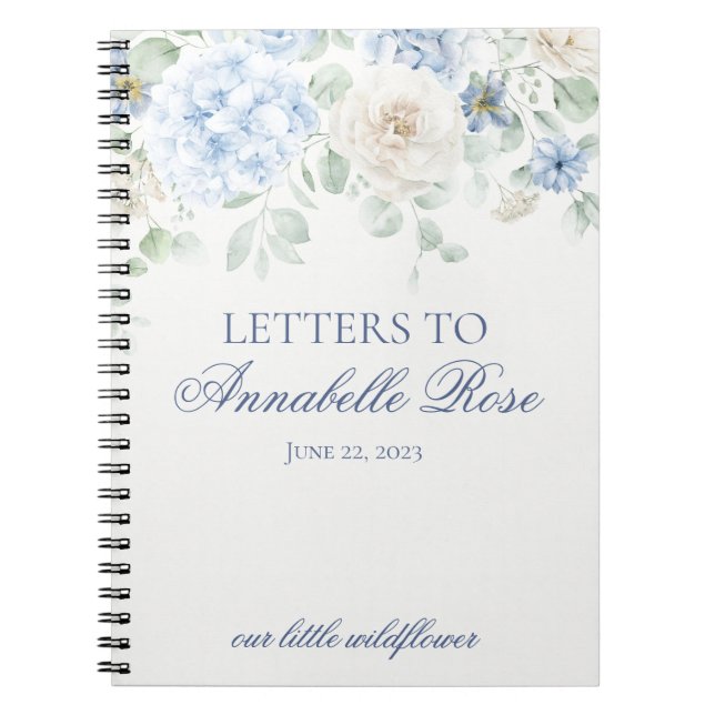 Blue Floral Hydrangea Letters to Birthday Letter Notebook (Front)