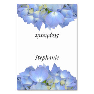 Blue Floral Hydrangea Name Template Place Cards
