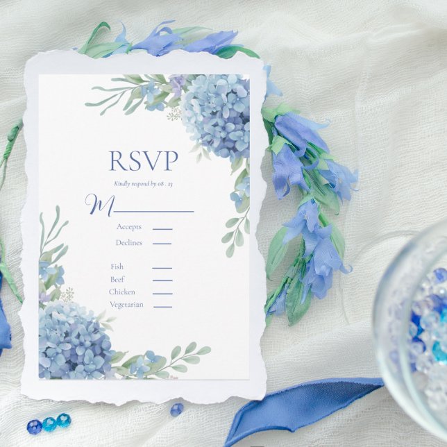 Blue Floral Hydrangea RSVP Card (Creator Uploaded)
