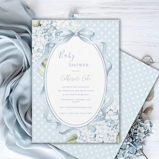 Blue Floral Hydrangeas Whimsical Baby Shower  Invitation (Creator Uploaded)