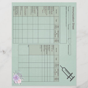 Blue Floral Immunisation Records-Horizontal