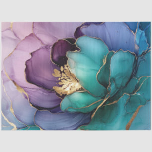 Blue Floral in Alcohol Ink Series Design #24 Tissue Paper