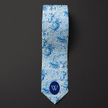 Blue Floral-Inspired Monogram Tie<br><div class="desc">Make a statement at your wedding with our Blue Floral-Inspired Monogram Neck Tie. The beautiful blue monogramed floral design adds a touch of charm and sophistication. Be sure to check out our coordinating socks for a polished ensemble.</div>