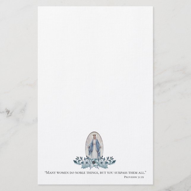 Blue Floral | Lady of Grace | Virgin Mary | Stationery (Front)