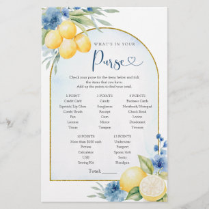 Blue Floral Lemon Main Squeeze What in Your Purse