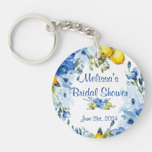 Blue Floral Lemons Keychain Favour
