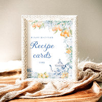 Blue Floral & Lemons Leave Your Recipe Card Here