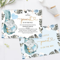 Blue Floral Little Peanut Elephant Baby Shower