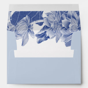 Blue Floral Lotus Chinoiserie Chic Personalised E Envelope