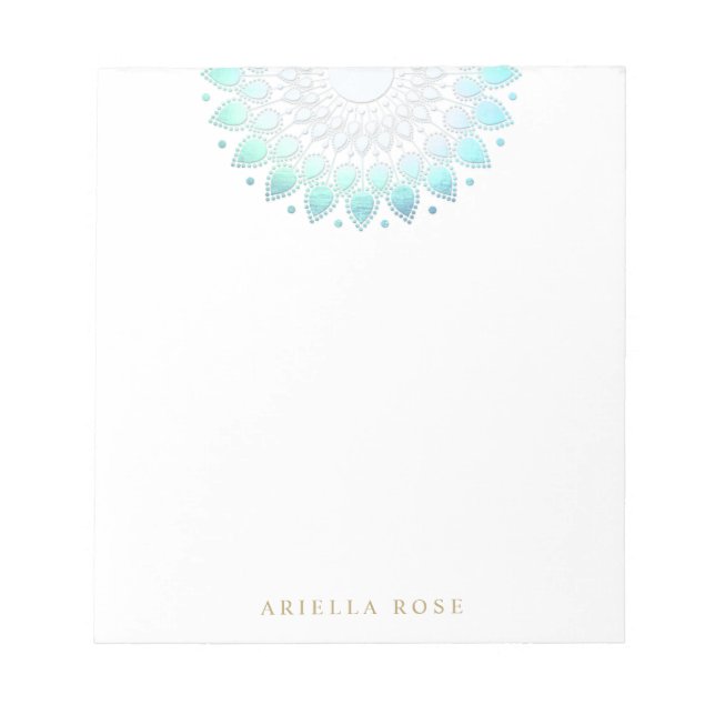 Blue Floral Lotus  Notepad (Front)