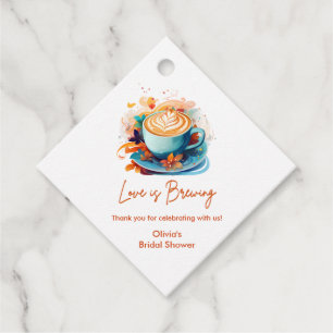 Blue Floral Love is Brewing Coffee Bridal Shower Favour Tags