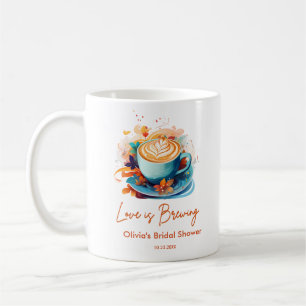 Blue Floral Love is Brewing Coffee Bridal Shower Mug