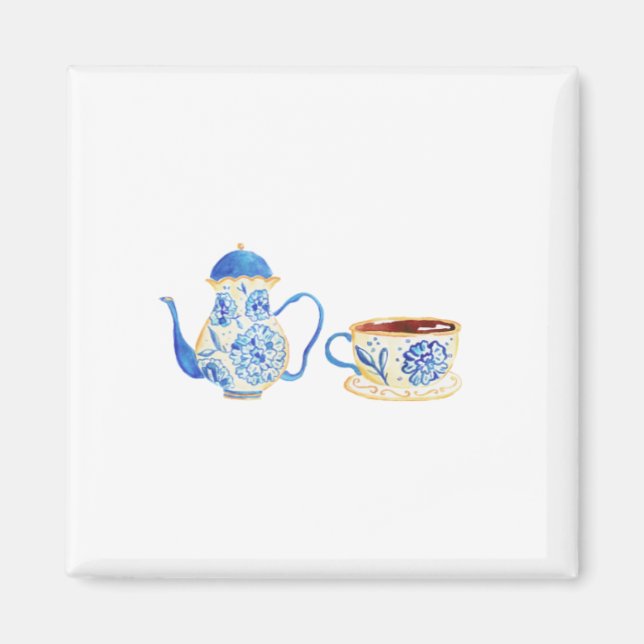 Blue floral man magnet (Front)