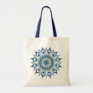 Blue Floral Mandala Tote Bag