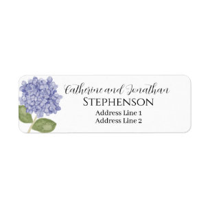 Blue Floral Married Couple Return Address Labels