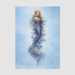 Blue Floral Mermaid of the Sea Full Body Tissue Paper