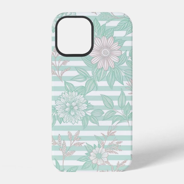 Blue Floral Minimalist iPhone Case (Back)