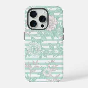 Blue Floral Minimalist iPhone 15 Pro Case