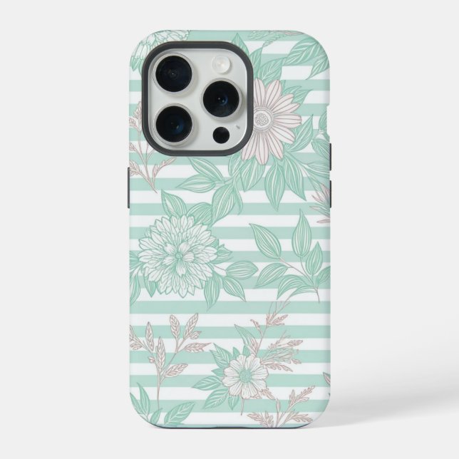 Blue Floral Minimalist iPhone Case (Back)