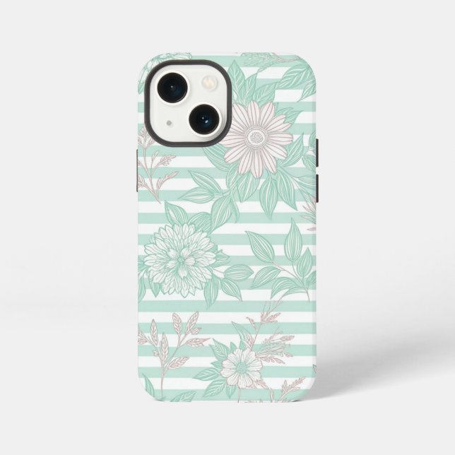Blue Floral Minimalist iPhone Case (Back)