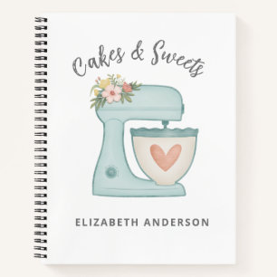 Blue Floral Mixer Bakery Chef Notebook
