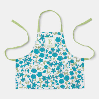 Blue Floral Monogram Apron