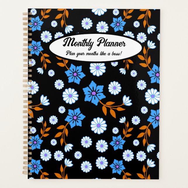 Blue Floral Monthly Planner (Front)