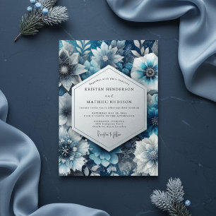 Blue Floral Moody Romance Wedding Invitation