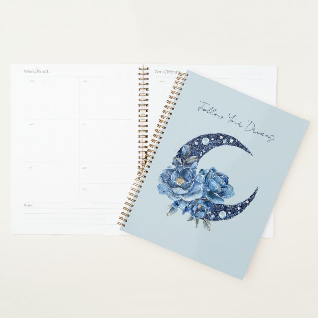 Blue Floral Moon Planner (Display)