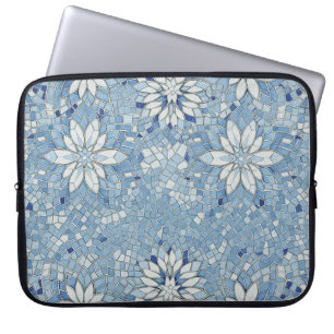 blue floral mosaic laptop sleeve