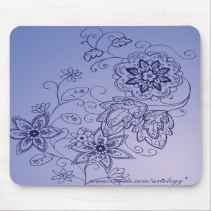 Blue Floral Mousepad