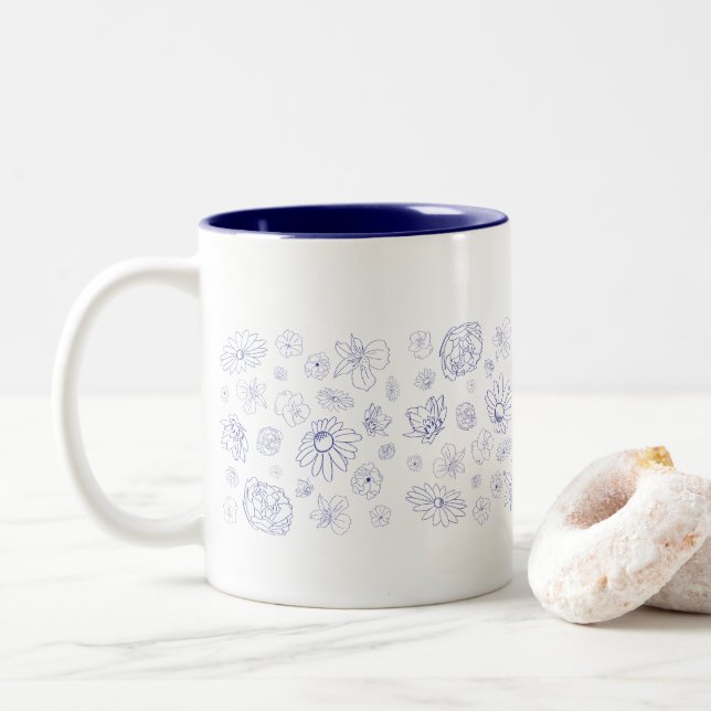 Blue Floral Mug  (With Donut)
