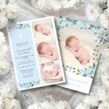 Blue Floral Multiphoto Baptism for Boys