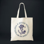 Blue Floral Nautical Boat Anchor Wedding Gifts Tote Bag<br><div class="desc">Elegant navy blue nautical floral boat anchor with customisable wedding gift text.</div>