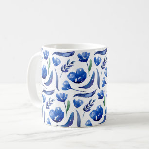 Blue floral. Navy flowers. Botanical feminine Coffee Mug
