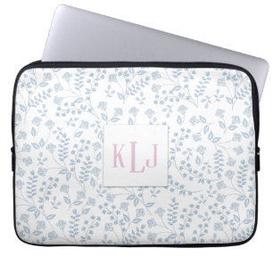 Blue Floral Neoprene Laptop Sleeve 13 inch