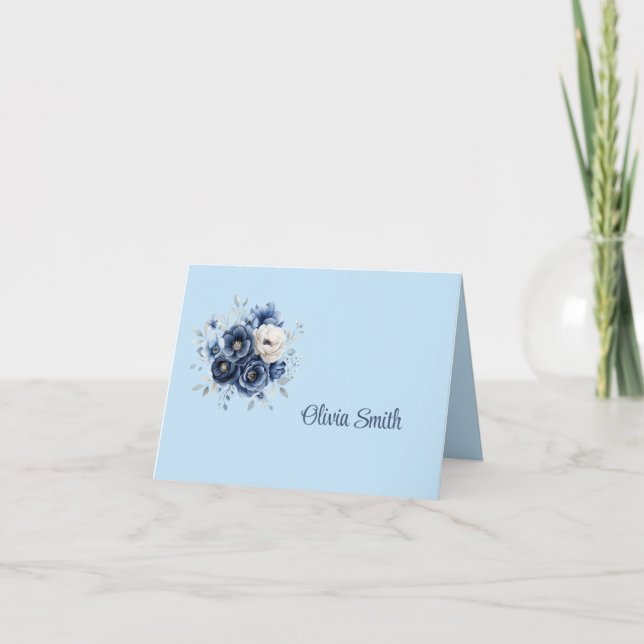 Blue Floral Note Card (Front)