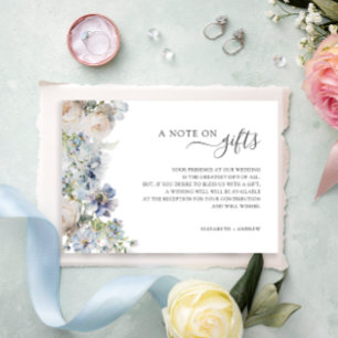 Blue Floral Note on Gifts Wedding Wishing Well  Enclosure Card