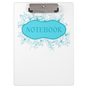 Blue Floral Notebook Cover Clipboard
